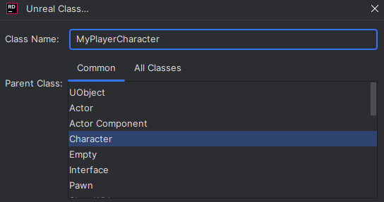 Creating New Class in Rider