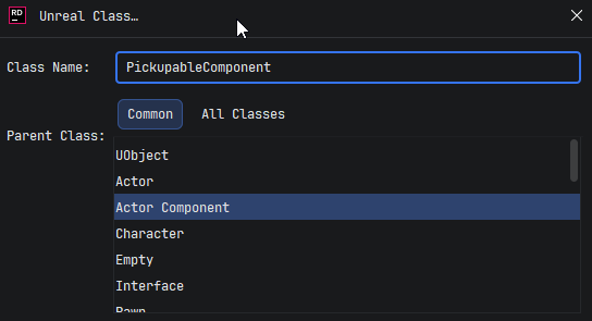 Creating a pickupable component