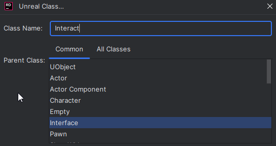 Creating New Interface Class in Rider